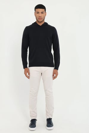 Erkek Slim Fit Kapüşonlu Lacivert Triko