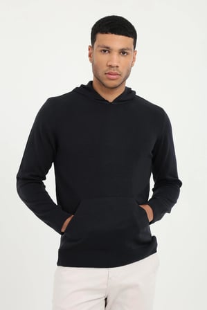 Erkek Slim Fit Kapüşonlu Lacivert Triko