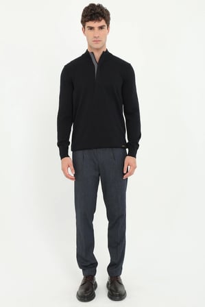 Erkek Regular Fit Siyah Triko