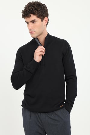 Erkek Regular Fit Siyah Triko