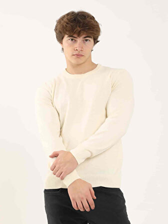 Dufy Kemik Erkek Slim Fit Düz Klasik O Yaka Kazak - 97504