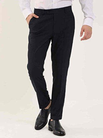 Dufy Lacivert Erkek Slim Fit Çizgili Klasik Pantolon - 97608