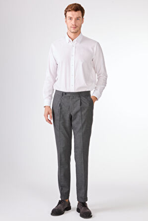 Dufy Lacivert Erkek Slim Fit Melanj Desenli Klasik Pantolon - 97648