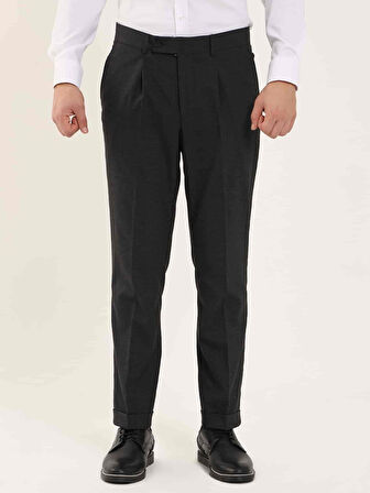 Dufy Antrasit Erkek Slim Fit Melanj Desenli Klasik Pantolon - 97662