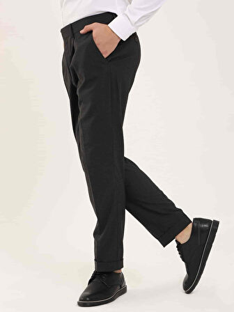 Dufy Antrasit Erkek Slim Fit Melanj Desenli Klasik Pantolon - 97662