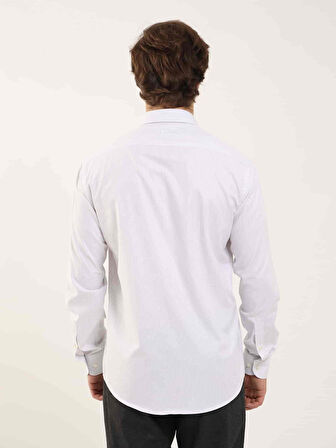 Dufy Gri Erkek Slim Fit Çizgili Klasik Yaka Uzun Kol Gömlek - 97946