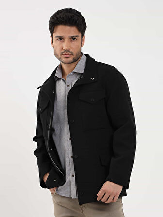 Dufy Siyah Erkek Regular Fit Düz Casual Dik Yaka Mont - 98150