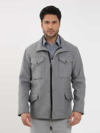 Dufy Gri Erkek Regular Fit Düz Casual Dik Yaka Mont - 98155