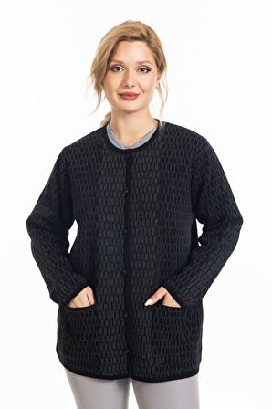 Yeni Sezon Kadın Triko Örgü Sıkı Dokuma Düğmeli Zincir Desenli Anne Kışlık Hırka 8086