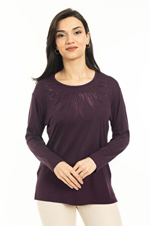 Yeni Sezon Kadın Orta Yaş ve Üzeri Yeni Desen Likralı Anne Penye Bluz 30510