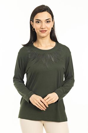 Yeni Sezon Kadın Orta Yaş ve Üzeri Yeni Desen Likralı Anne Penye Bluz 30510