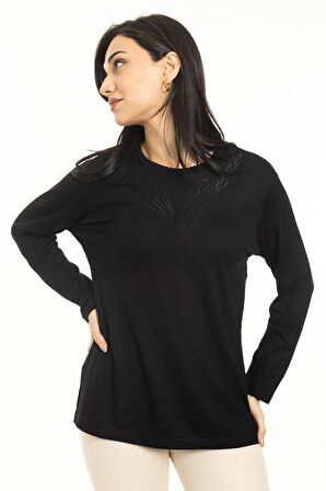 Yeni Sezon Kadın Orta Yaş ve Üzeri Yeni Desen Triko Yaka Likralı Anne Penye Bluz 30520