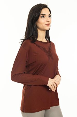 Yeni Sezon Kadın Orta Yaş ve Üzeri Yeni Desen Triko Yaka Likralı Anne Penye Bluz 30520