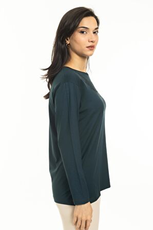 Yeni Sezon Kadın Orta Yaş ve Üzeri Yeni Desen Yuvarlak Yaka Likralı Anne Penye Bluz 30530