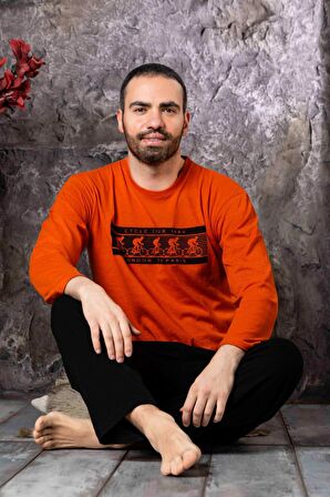 Yuvarlak Yaka %100 Pamuk Regular Kalıp Erkek Pijama Takımı 983