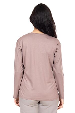 Yeni Sezon Kadın Orta Yaş ve Üzeri Viskoz Kanaviçe İşlemeli Lüks Anne Penye Bluz 24311