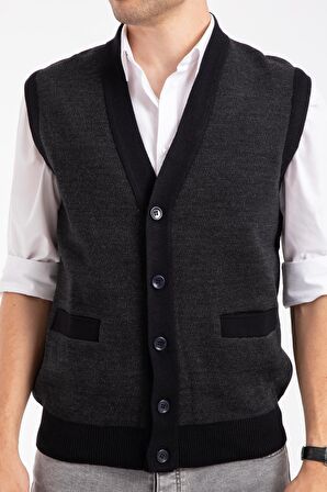 Yeni Model Erkek Orta Yaş ve Üzeri Triko Örgü Akrilik Kışlık Baba Düğmeli Yelek 2062