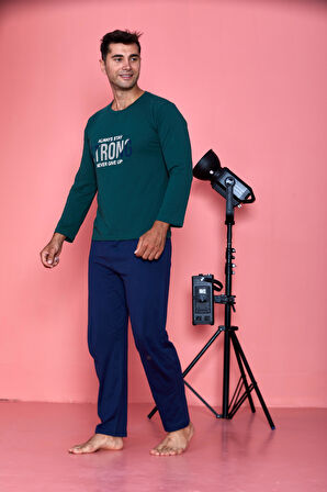 Erkek Penye Pamuk Regular Kalıp Sıfır Yaka Pijama Takımı A803123