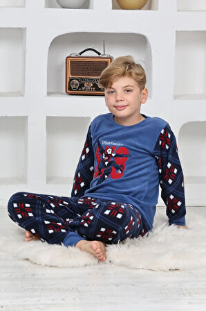 Yeni Sezon Sonbahar/Kış Erkek Çocuk Skate 8 Desenli Polar Pijama Takımı 4536