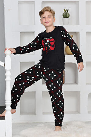 Yeni Sezon Sonbahar/Kış Erkek Çocuk Skate 8 Desenli Polar Pijama Takımı 4536