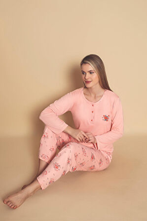 Yüksek Kalite Bambu İnterlok Kadın Pijama Takımı P5046