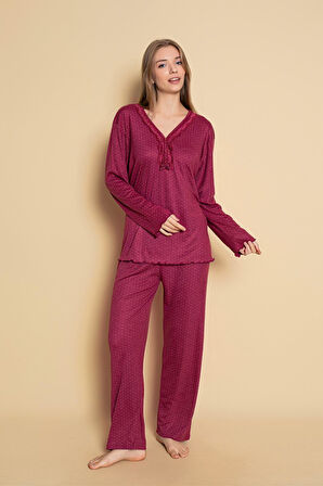 Yüksek Kalite Bambu İnterlok Kadın Pijama Takımı P5046