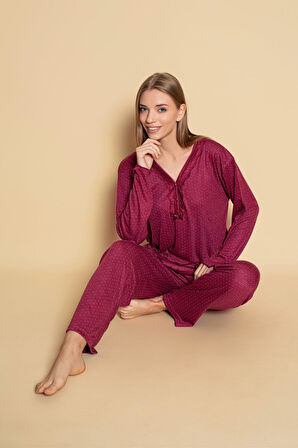Yüksek Kalite Bambu İnterlok Kadın Pijama Takımı P5046