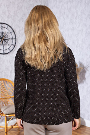 Kadın Yeni Model Yüksek Kalite Yuvarlak Yaka Patlı Orta Yaş Anne Penye Bluz 6575