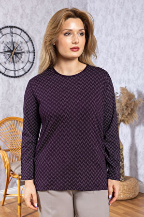 Kadın Yeni Model Yüksek Kalite Yuvarlak Yaka Orta Yaş Anne Penye Bluz 6543