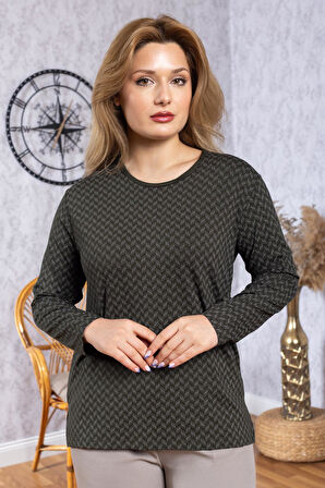 Kadın Yeni Model Yüksek Kalite Yuvarlak Yaka Orta Yaş Anne Penye Bluz 6543