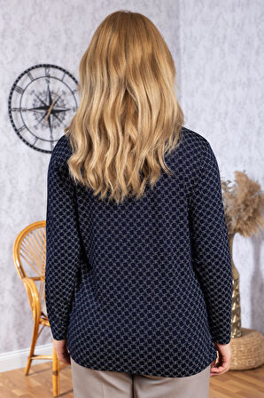 Kadın Yeni Model Yüksek Kalite Yuvarlak Yaka Orta Yaş Anne Penye Bluz 6547