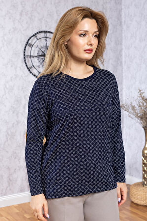 Kadın Yeni Model Yüksek Kalite Yuvarlak Yaka Orta Yaş Anne Penye Bluz 6547