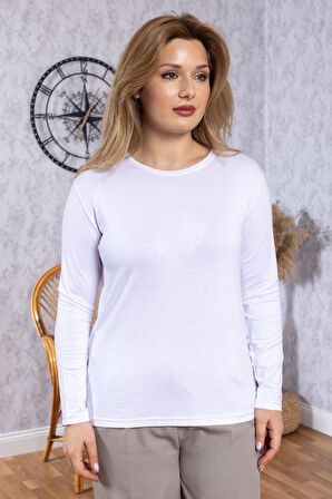 Kadın Badi Yuvarlak Yaka Sade Düz Body 6503