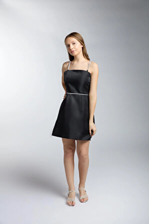 Kız Çocuk/Genç Yeni Dizayn Parlak Kumaş Tam Kalıp Kısa Abiye Elbise 5506