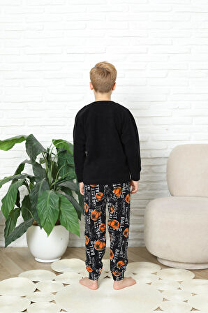 Yeni Stil Sonbahar/Kış Erkek Çocuk Basketball Desenli Polar Pijama Takımı 4562