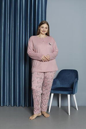 Kadın Orta Yaş ve Üzeri Regular Yüksek Kalite Büyük Beden Pamuk Anne Pijama Takımı 4550