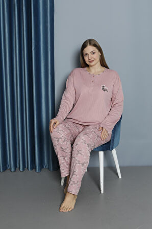 Kadın Orta Yaş ve Üzeri Regular Yüksek Kalite Büyük Beden Pamuk Anne Pijama Takımı 4550