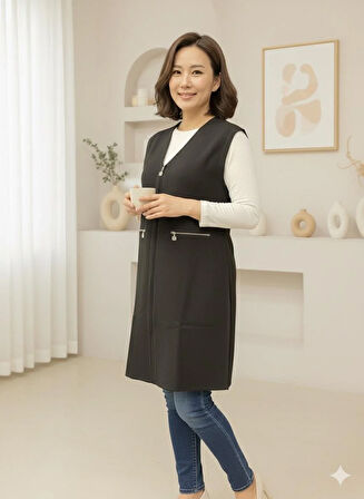 Kadın Orta Yaş ve Üzeri Yüksek Kalite Fermuarlı Anne Yelek 1176