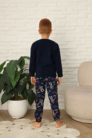 Yeni Stil Sonbahar/Kış Erkek Çocuk Uzay Figür Astronot Desen Polar Pijama Takımı 4565