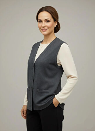 Kadın Orta Yaş ve Üzeri Sıkı Dokuma İnce Anne Triko Yelek 1140