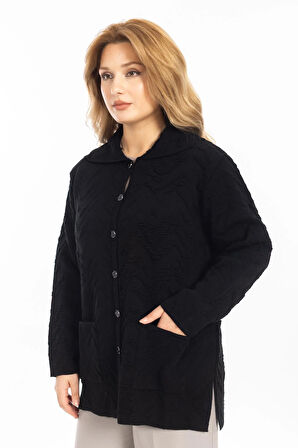 Yeni Sezon Kadın Triko Örgü Sıkı Dokuma Düğmeli Gömlek Yaka Anne Kışlık Hırka 30220