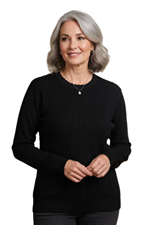 Kadın Yüksek Kalite Soğuk İplik Triko Örgü Anne Kazak Bluz 3048