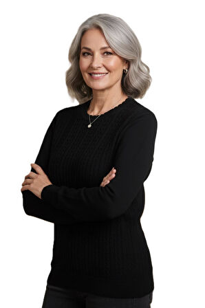 Kadın Yüksek Kalite Soğuk İplik Triko Örgü Anne Kazak Bluz 3048