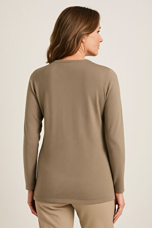 Kadın Yüksek Kalite Soğuk İplik Triko Örgü Anne Kazak Bluz 3056