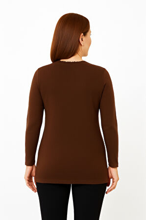 Kadın Yüksek Kalite Soğuk İplik Triko Örgü Anne Kazak Bluz 3056