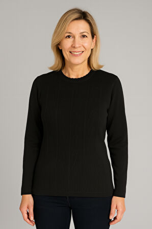 Kadın Yüksek Kalite Soğuk İplik Triko Örgü Anne Kazak Bluz 3056