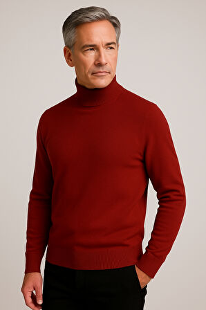 Erkek Orta Kalınlıkta  Pamuk Yumuşak Dokulu Yarım Boğazlı Balıkçı Yaka Kazak 6260