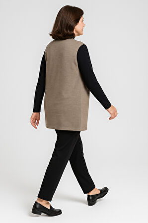 Kadın Orta Yaş ve Üzeri Sıkı Dokuma Taş İşlemeli İnce Anne Triko Yelek 1195