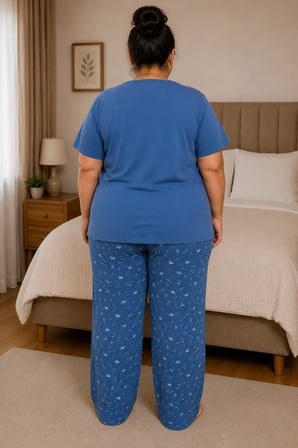 Kadın Orta Yaş ve Üzeri Regular Yüksek Kalite Büyük Beden Modal Kumaş Anne Pijama Takımı 15094