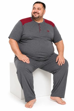 Erkek Yüksek Kalite Kısa Kollu Büyük Beden Pijama Takımı 19497